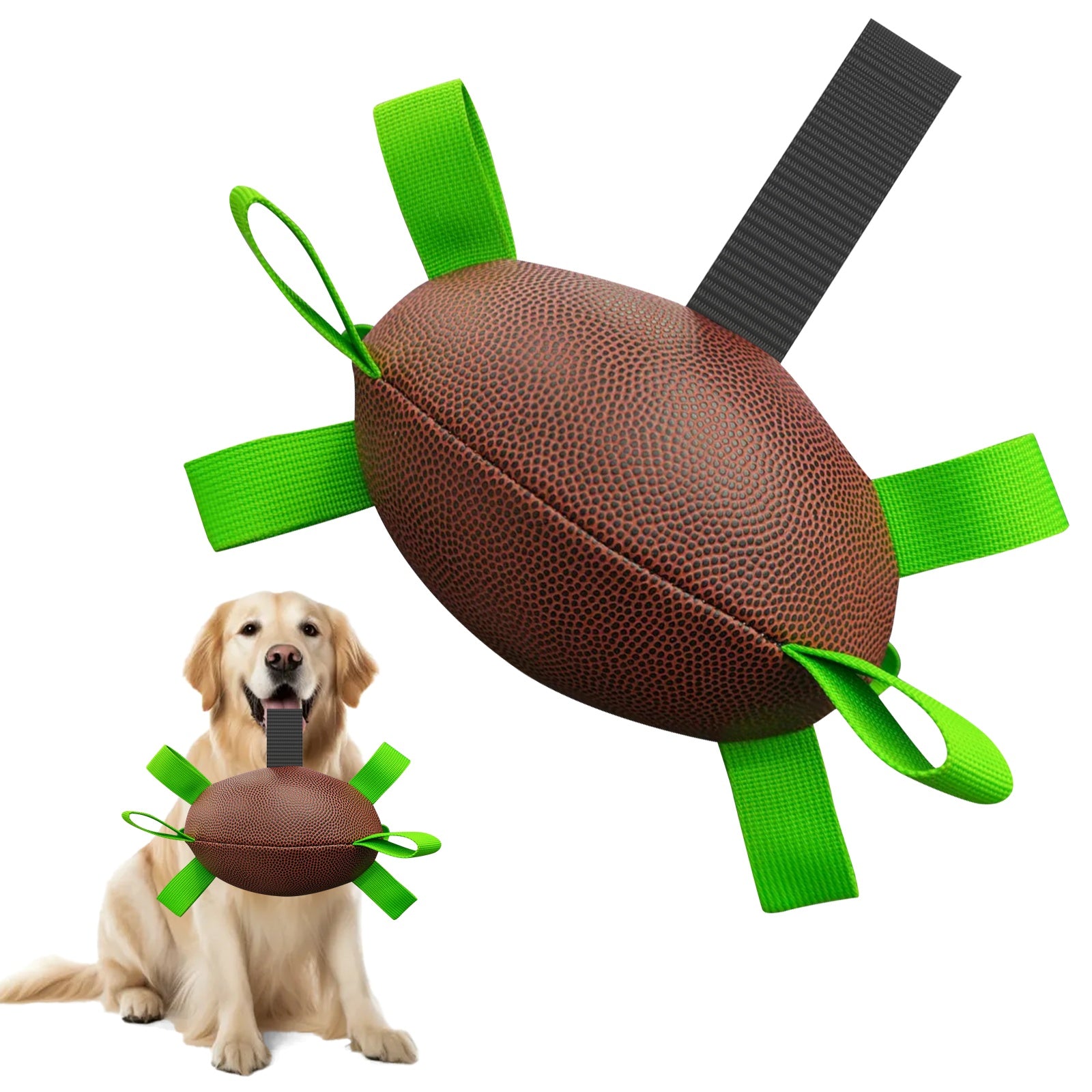 Dog Rugby Football With Straps