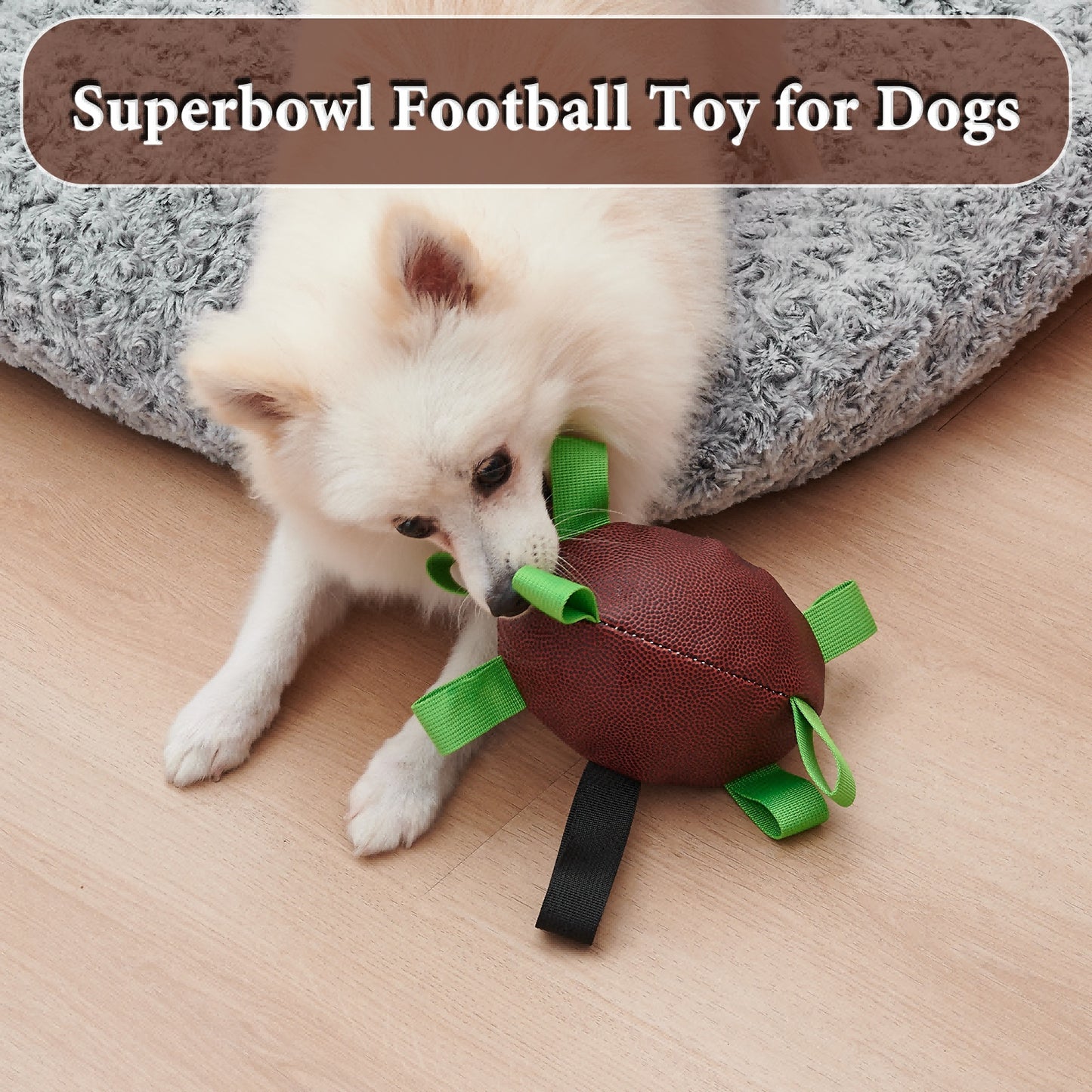 Dog Rugby Football With Straps